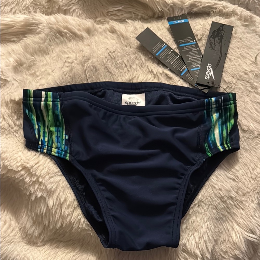 SPEEDO MEN NAVY SWIMWEAR Swim Briefs Vibrant TRAIN III TECH BIKINI ENDURANCE 30 - Picture 2 of 6